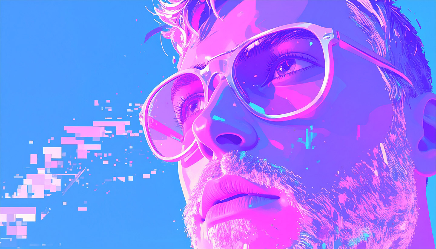 Two women sitting at a modern table talking with a city view behind them.